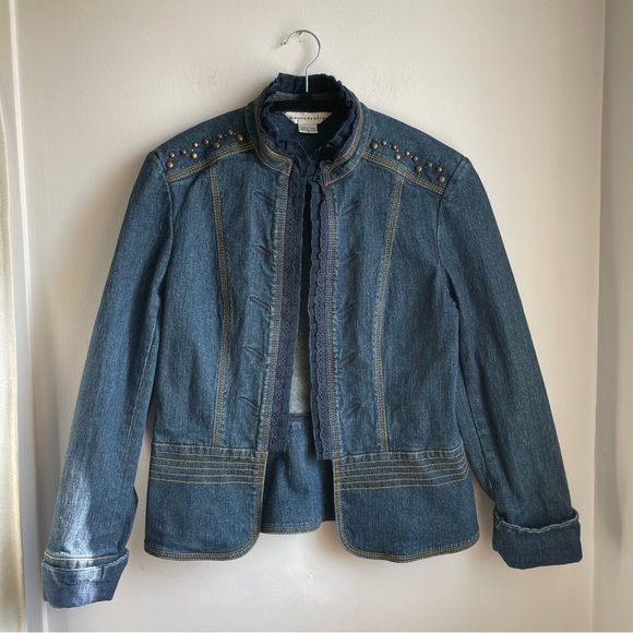 Bianca Nygard Jackets & Blazers - Denim Jacket Studded with Lace&amber Gem detail